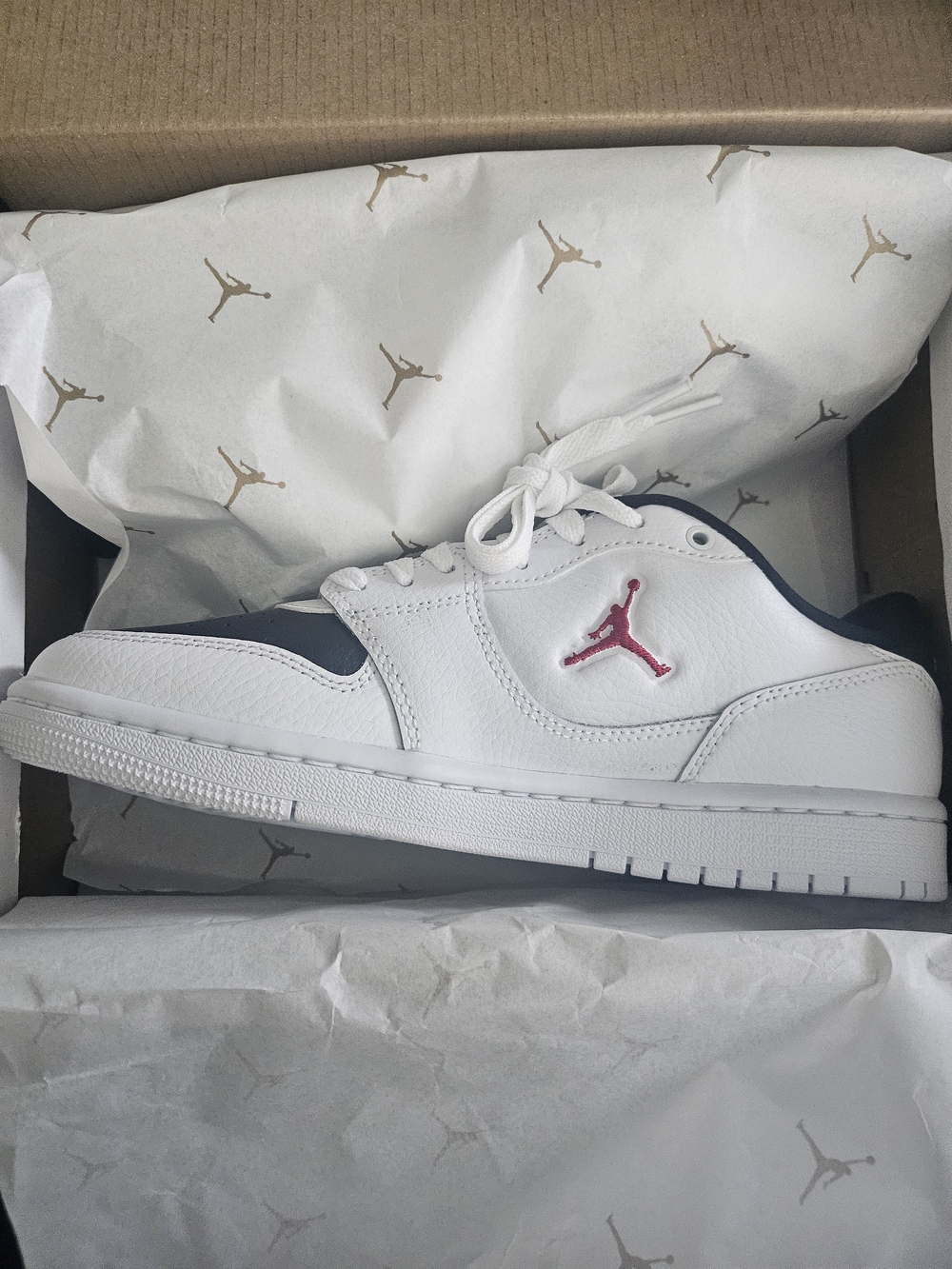 Air Jordan Low Top Sneakers - White with Black & Red Jumpman